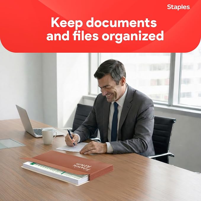 Staples Reinforced File Pockets, Legal Size, 5.25‑Inch Expansion, Heavy‑Duty Brown Accordion Folders with Strong Gussets – 10/Pack | Heavy-duty brown accordion folders with strong gussets for bulky files. - Image 5