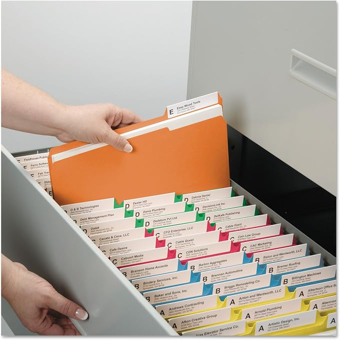 Smead File Folder, Reinforced 1/3-Cut Tab, Letter Size, Assorted Colors, 100 per Box (11993) | Premium colored stock, two-ply reinforced tabs in 3 positions, color-coded home and office drawer filing, SFI certified - Image 3
