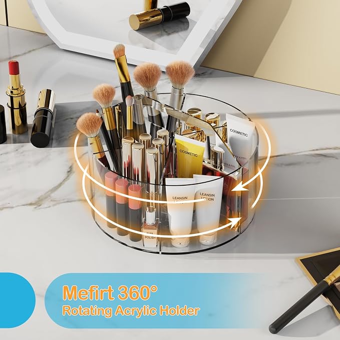 Mefirt Acrylic Pen Holder, 360 Degree Rotating Pen Organizer, Rotating Desk Acrylic Office Organizer with 6 Compartments, Marker Organizer for Kid, Crayon Caddy School Art Supply Storage Organizer - Image 6