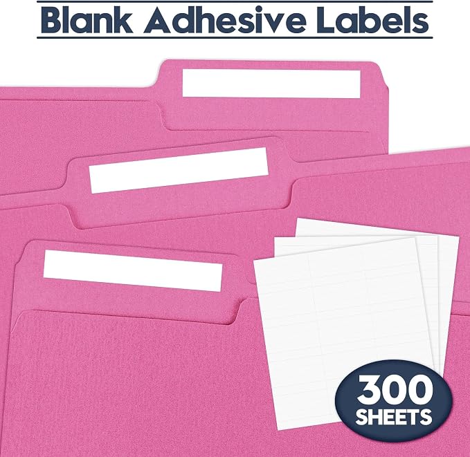 File Folders,150 Pack Letter Size Colored File Folders,8.5" x 11",1/3 Cut Tab Folder,Bulk Durable Paper Folders with Blank Labels for Office Business School Home Use,Bright Pink - Image 5
