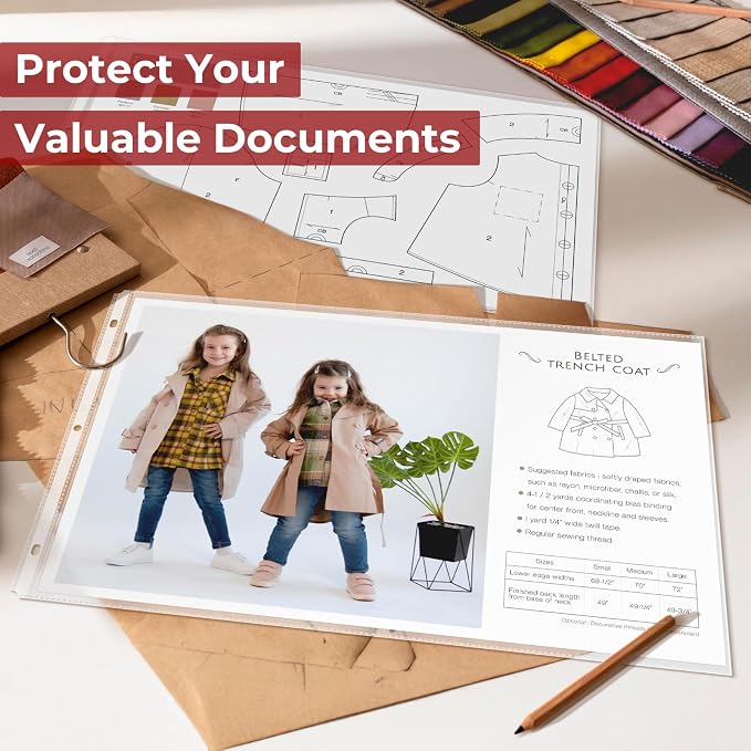 Dunwell 11x17 Sheet Protectors Landscape - (100 Pack, Heavyweight), 11 x 17 Ledger Size Plastic Sleeves, 3 Hole Punched, Fits 3-Ring Binders, Clear Heavyweight Acid-Free Poly - Image 8