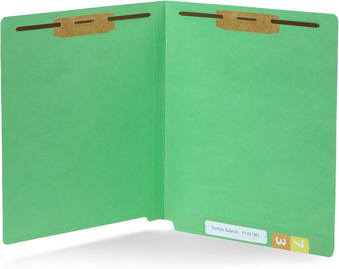 Blue Summit Supplies 50 End Tab Fastener File Folders, Assorted | Reinforced end tab, letter size, 11pt, 2 prong bonded fasteners, for medical files, reports, and office records - Image 6