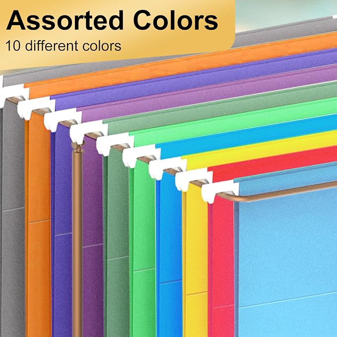 Hanging File Folders, 120 Pack Letter Size Hanging File folders with 1/5-cut Tabs, Stay Organized for Your Home and Office Bulk File, Documents and Paper, 10 Colors - Image 3