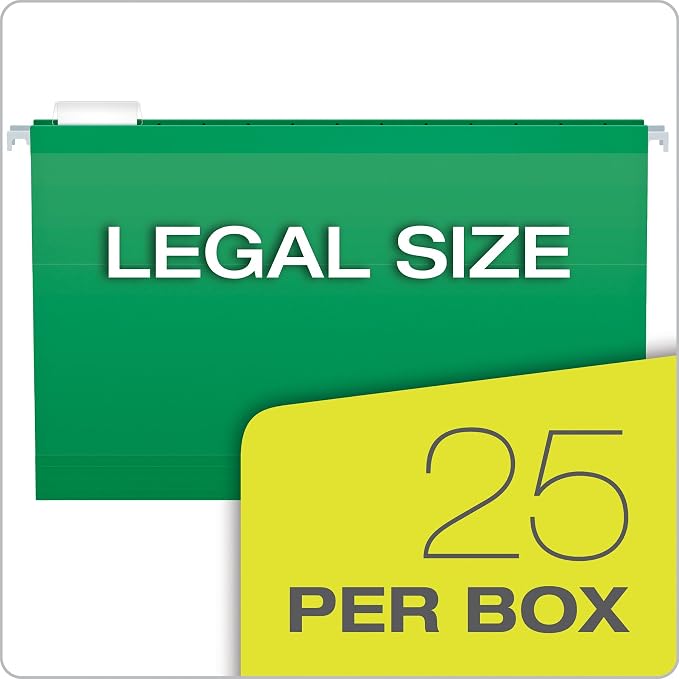 Pendaflex Reinforced Hanging Folders, Legal Size, Bright Green, 1/5 Cut, 25/BX (4153 1/5 BGR) (Pack of 2) - Image 5