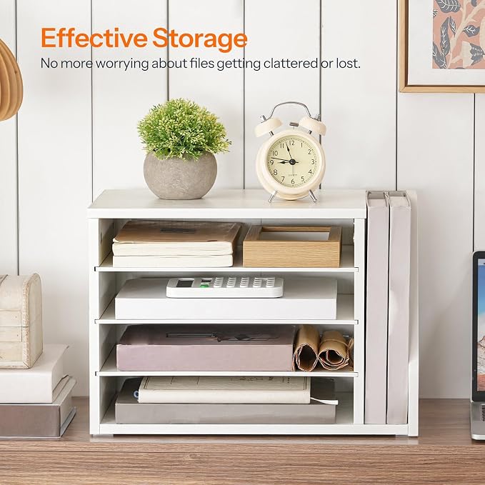 HOOBRO Mail Sorter, Literature Organizer with Adjustable Shelves, Paper Organizer for Office, Home, Wood Countertop File Holders, Mails, Magazines, White WT41WF01 - Image 8