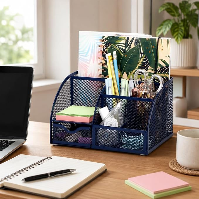 Exerz Desk Organizer/Mesh Desk Tidy/Pen Holder/Multifunctional Organizer EX348 | Compact Desktop Storage For Notes Scissors Clips Rulers Diaries Study Tools And Small Home Essentials - Image 7