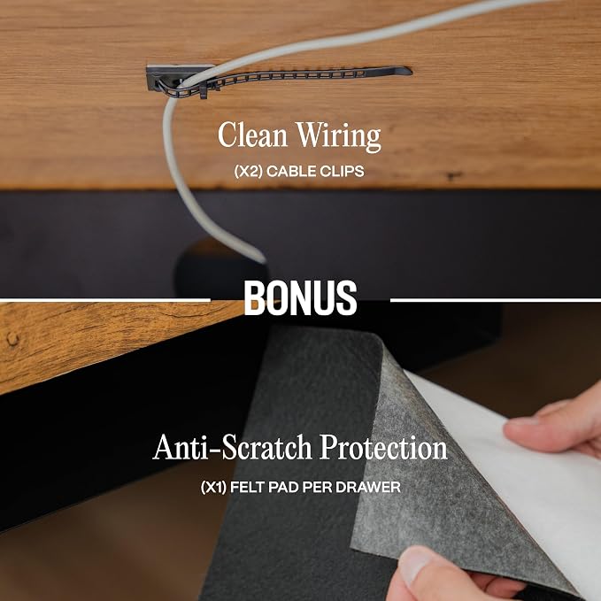 Under Desk Drawer Slide-Out – Lockable Metal Storage Drawer with Cable Management for Office & Home (Single, Non-Bracketed) - Image 4