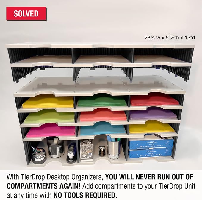 Ultimate Office TierDrop Desktop Organizer 6 Compartment ADD-ON for 3-Wide | ADD-ON Module to Expand the Capacity of your TierDrop Literature Organizer; for any 3-wide TierDrop unit; no-tool assembly - Image 3