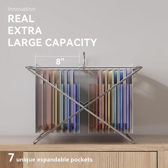 ThinkTex Plastic Expanding Hanging File Folders, 7 * 1.2" Accordion Pockets | Large Capacity, Multi-Color Tabs, Letter Size for Filing Cabinet - 3 Packs 3 Colors - Image 4