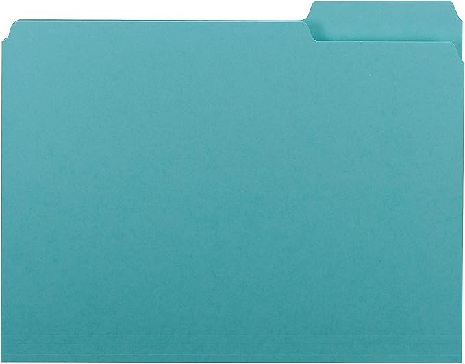 Smead Interior File Folder, 1/3-Cut Tab, Letter Size, Aqua, 100 per Box, Expandable File Folders for Filing Cabinet - Image 3