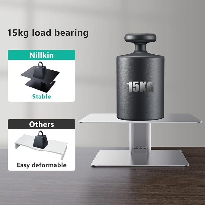 Nillkin Monitor Stand for Desk, Adjustable Height Computer Monitor Stand | Ergonomic Aluminum Computer Stand for Desktop | iMac, Studio Display XDR, Dell, HP, Lenovo, Other Screen Display | Silver - Image 7