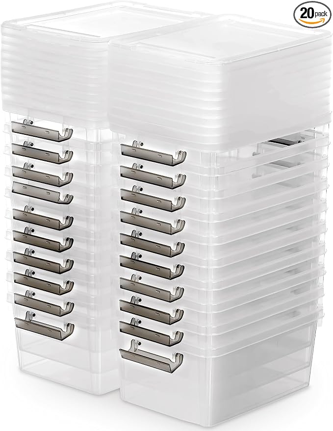 Citylife 20Packs 1.3Qt Small Storage Bins with Lids,Stackable Clear | Plastic Containers for Beads, Buttons, Sewing Supplies, Office Supplies by CITYLIFEHomeOrganization