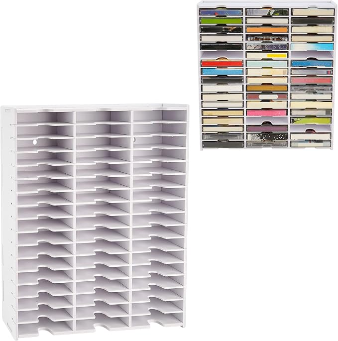 Cassette Tape Storage, 51-Slot Desktop Audio Tape Organizer | Audio Tape Organizer Rack Wall-Mounted Cassette Holder, White by SANFURNEY