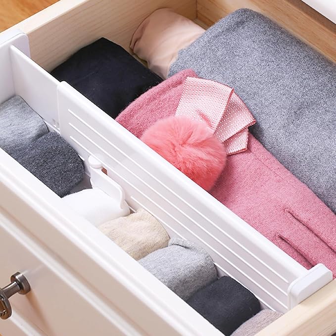 Set of 4 Adjustable Drawer Dividers, Plastic Drawer Dividers, DIY Drawer Organiser Set, Drawer Organiser for Socks, Kitchen, Office (4) - Image 6