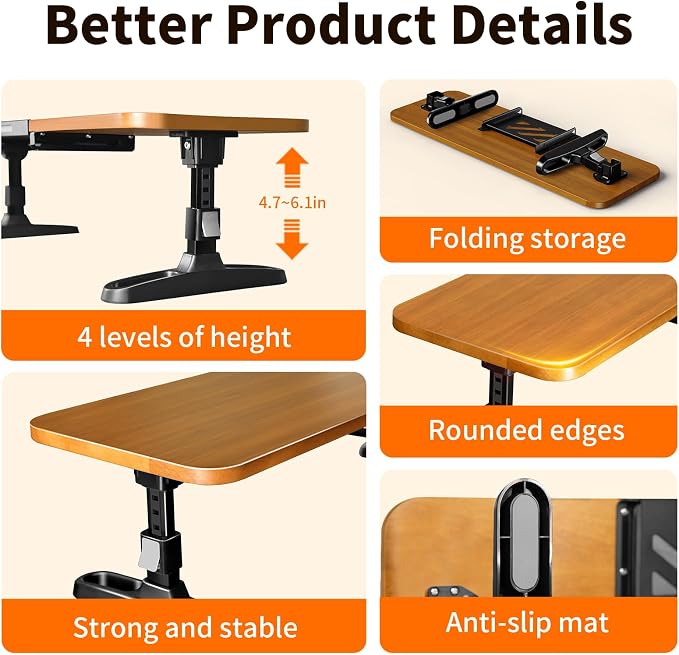 Wooden Monitor Stand Riser for Desk,Adjustable Height Monitor Shelf Riser with Phone Holder,Desk Storage Organizer Accessories,Wood Computer Screen Stands for Office,Home,Laptop,Printer,TV - Image 8