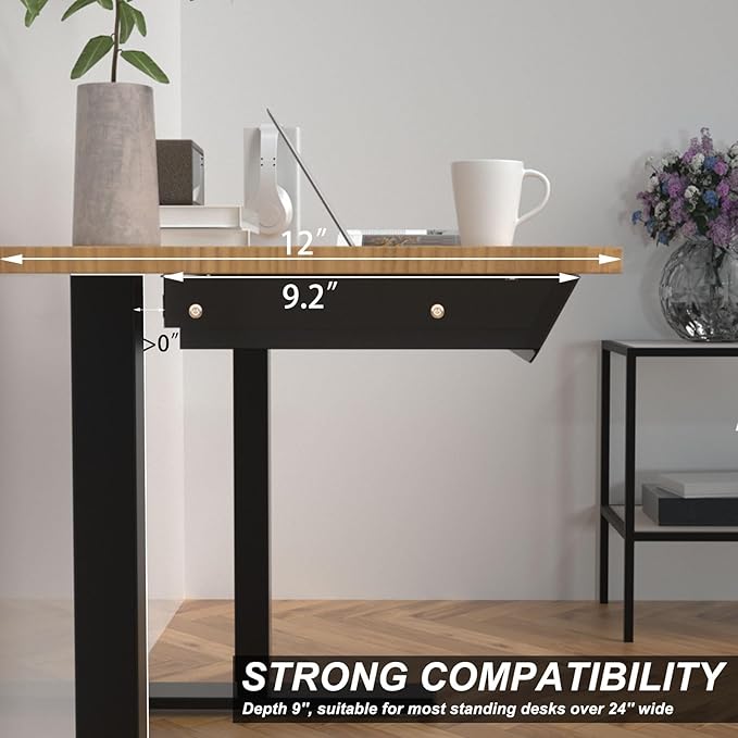 Under Desk Drawer with Removable Tray, 22.4" Wide 2-in-1 Organizer – 60° Ergonomic Tilt, 4-Compartment Insert for Pens, Phones & Cables, Ball Bearing Slides, for Home Office & Student Desk - Image 5