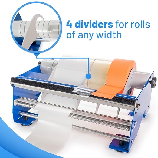 IDL Packaging 12" Manual Label and Tape Dispenser, 2" and Up Core Size, Adjustable Roll Width - Tabletop & Wall-Mounted Multi Roll Holder - Industrial Grade Steel Construction - Image 3
