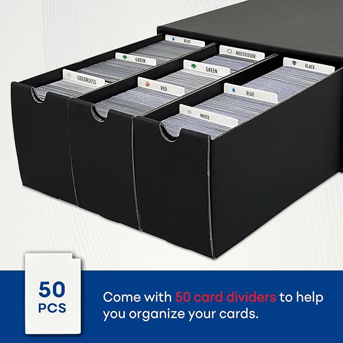 Trading Card Storage Box, Collector Cardboard Card Box with 50 Dividers for MTG TCG Magic Baseball Sports Cards Collection, 12 Drawers - Image 2