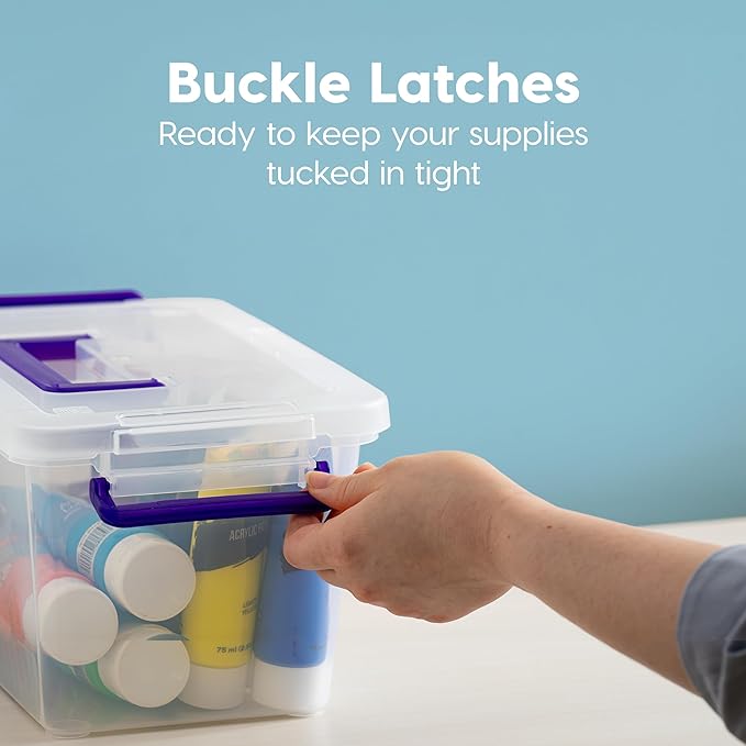 IRIS USA Storage Bins with Lids |Made in USA| 5 Qt - (6-Pack) - Clear | Built-In Handle Tote / Plastic Containers for Crafts, Art, Office & Study Supplies / Interlocking Latches - Image 2