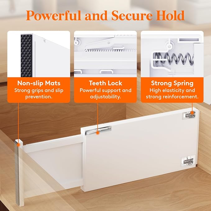 Lifewit 6" Tall Upgrade Drawer Dividers, Adjustable Deep Drawer Organizer | 13.5"-22" Expandable White Drawer Separator for Clothes, Dresser/Kitchen/Closet/Bedroom/Office Organization & Storage, 9 Pack - Image 4