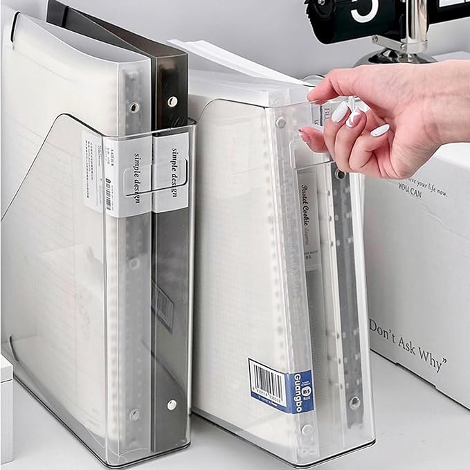 4-Pack Acrylic Vertical Magazine Holder & Book Organizer Clear Desktop File Storage Rack for Office/Home, Includes 3 Silicone Bookmarks (Space-Saving Design) - Image 3