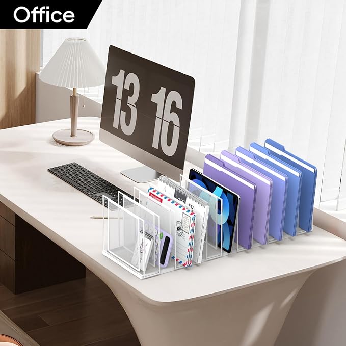 File Organizer for Desk, 11-Section Vertical File Sorter, Paper Holder Organizer Standing Metal File Folder for Office Home Classroom, White - Image 8