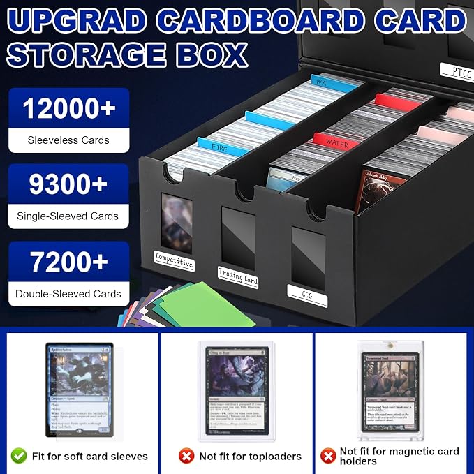AOBOPLE Card Storage Box,12000+ Cardboard Trading Card Boxes with 72 Card Dividers,Labels and Tape,Bulk Card Storage for MTG TCG PTCG Commander Display - Image 3