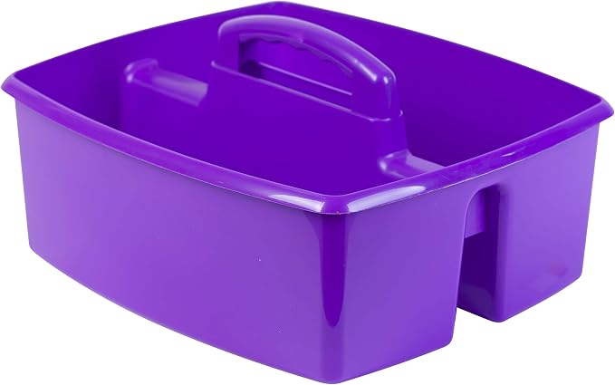 Storex 2-Compartment Large Craft Caddy – Multipurpose Classroom Organizer with Handle, Purple, 6-Pack (00955F06C) - Image 2