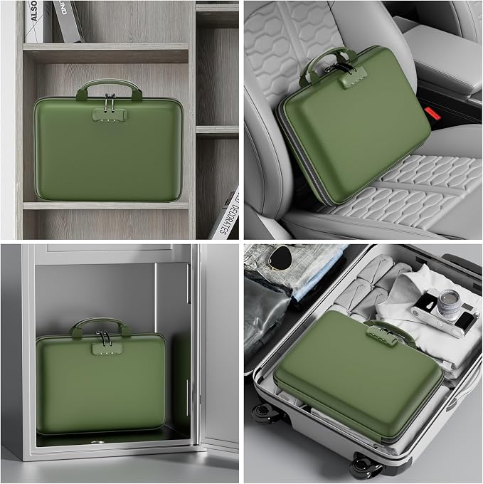 DocSafe Fireproof File Organizer with Lock, Hard-Shell Case Fireproof Document Box with 13 Pocket Accordion File Folder, Portable Home Office Travel Safe Storage for Important Documents Laptop Green - Image 6