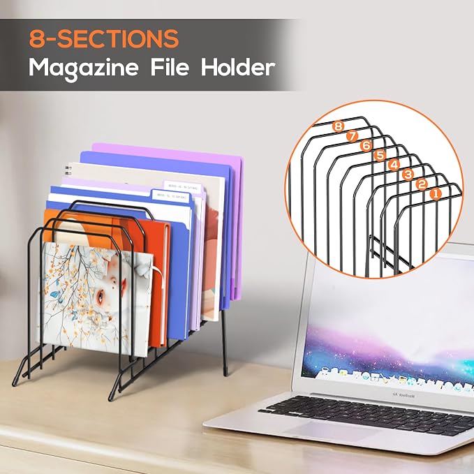 Gawerk Incline Desk Magazine Folder Holder File Organizer with 8-Section - Image 3