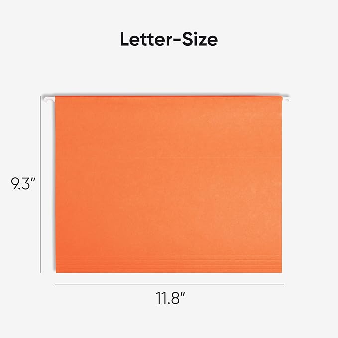 Smead Standard Hanging File Folders, 25 Count, Orange, 1/5-Cut Adjustable Tabs, Letter Size (64065) - Image 2