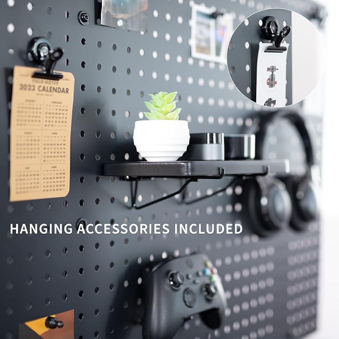 VIVO Black Clamp-on 60 x 24 inch Desk Pegboard, PP-DK30B-2 | Steel Privacy Panel, Magnetic Peg Board, Office Accessory Organizer, Above or Under Desk Placement - Image 5