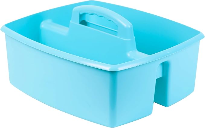 Storex 2-Compartment Large Craft Caddy – Multipurpose Classroom Organizer with Handle, Teal, 1-Pack (00959C06C) - Image 2