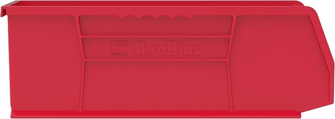 Akro-Mils 30234 AkroBins Plastic Storage Bins, 15"x5"x5", Red, 12-Pack | Space-Saving Stackable Bins for Garage, Pantry, Craft Organization - Image 2