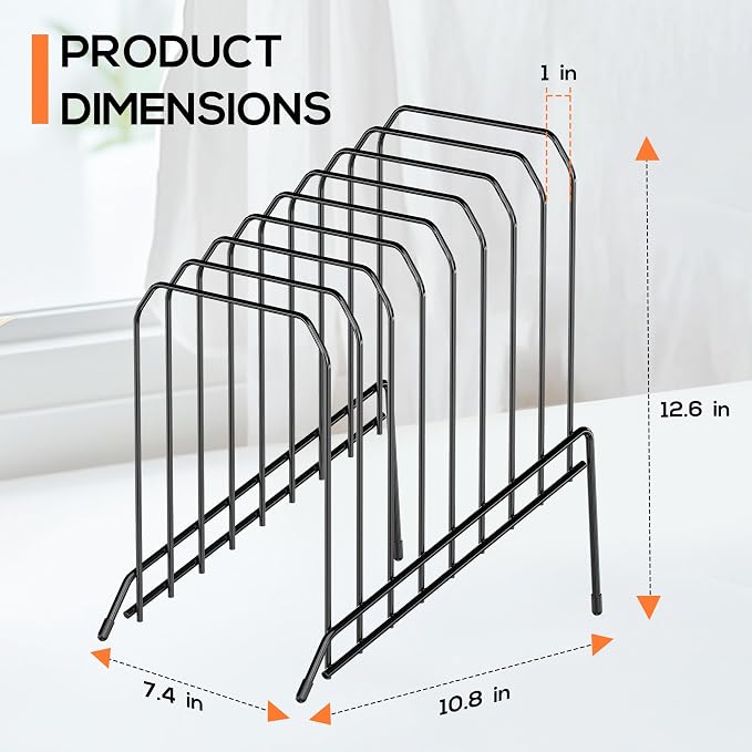 Incline Sorter Desk File Organizer, Metal Desk Magazine Folder Holder with 8-Section Vertical Compartments Rack File Organizer for Office, Home, School - Image 4
