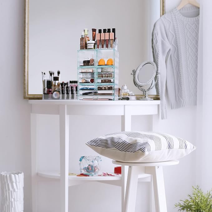 Sorbus Large Makeup Organizer - Clear Stackable Jewelry & Makeup Organizer For Vanity, Bathroom Storage, Dresser - 12 Drawers Cosmetic Beauty Organizers and Storage with Lipstick, Makeup Brush Holder - Image 7