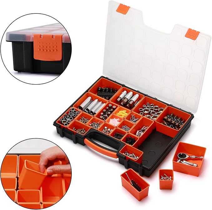 EMENTOL 3PCS Multi-Purpose Portable Organizer Box Set with 72-Removable Compartments, 3 Pieces Professional Boxes with Dimension 16.2"L*13"W*2.3"H - Image 4