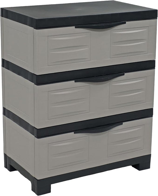 Sunnydaze 29.5" 3-Tier Heavy Duty Garage Storage Drawers, Gray | Easy-Clean Plastic Storage Cabinet with Drawers, Includes Anti-Tip Kit, Fully Assembled for Garage, Laundry Room, Office by SunnydazeDecor