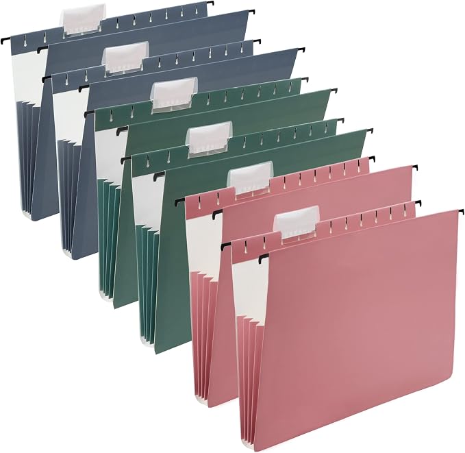 Y YOMA Letter Size - 6 Pack Extra Capacity Hanging File Folders Accordion Decorative Reinforced File Folder Cute Colored Expandable Folder for Office Home with 1/5-Cut Adjustable Tabs, Warm Color by YYOMA