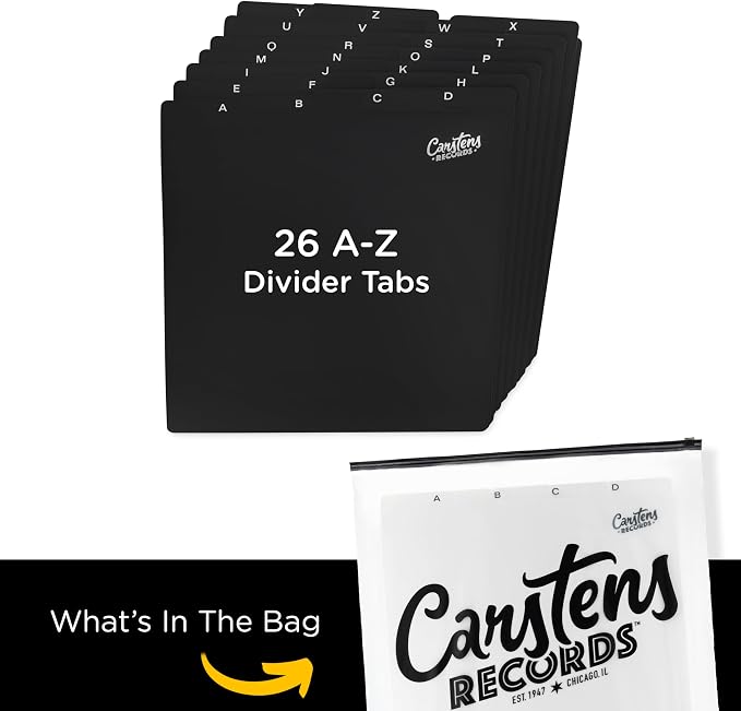 Carstens Records Heavy Duty Vinyl Album Dividers A-Z | 12" Organizers with Tabs | Pack of 26 Black | Made in The USA | for Top Browsing - Image 4