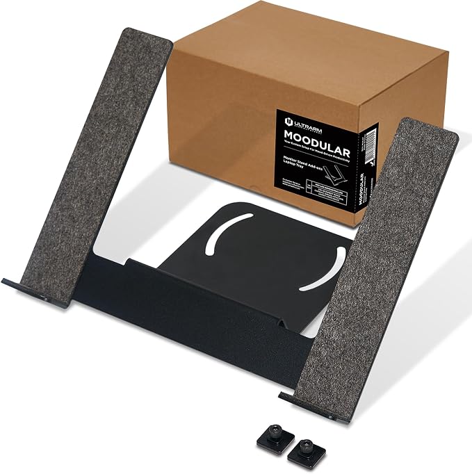 Moodular Laptop Tray Stand Add-On for Slide Rails, Do Not Use Alone | Accessory Only, Ergonomic Height, Swivel Adjustable, Quick Setup & Removal, Secure & Sturdy, Felt Padding, Black, MSA-LT by ULTRARM