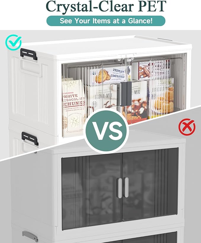 OlarHike 76QT Storage Bins with Lids for Home, Office, Closet, Dorm, 3 Pack | Multi-Lid, Lockable Cabinet, Doors & Wheels, Foldable, Collapsible, Stackable Organizers, Plastic Drawers, Containers, School - Image 2