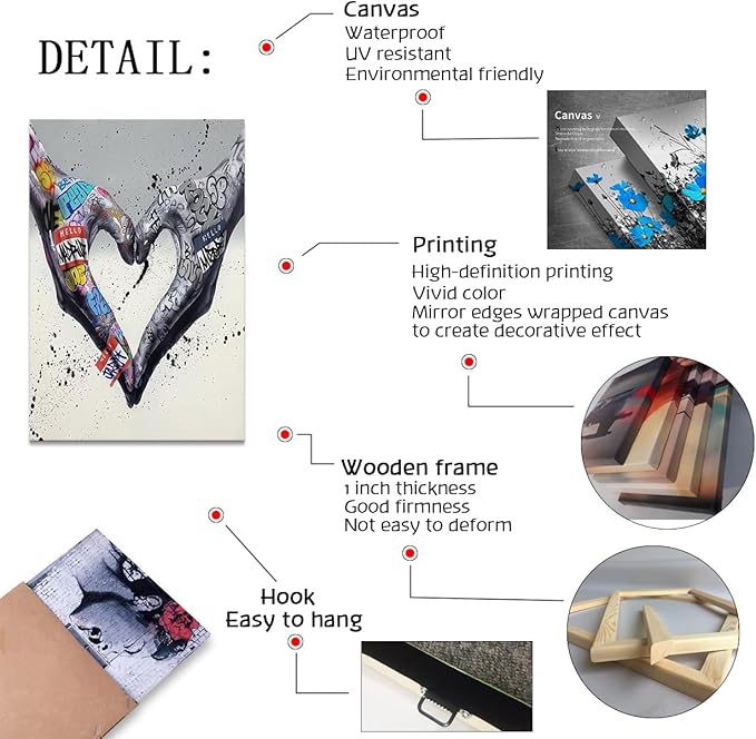 Mistyefly Colorful Wall Art - Pop Graffiti Art Canvas Decor for Home (12''Wx18''H)