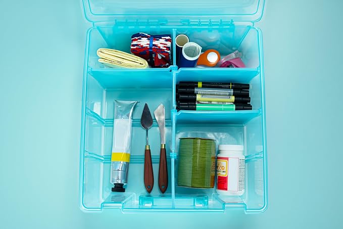 ArtBin 6990AA Super Satchel Double Deep, Portable Art & Craft Organizer with Handle, [1] Plastic Storage Case, Aqua Mist - Image 4