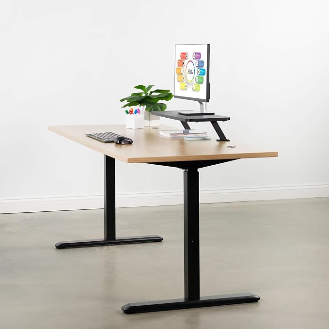 VIVO Black Clamp-on Small 26 inch Ergonomic Desk Shelf, Single Computer Monitor Stand Riser - Desk Organizer Holds 1 Screen or Laptop STAND-SHELF24B - Image 8