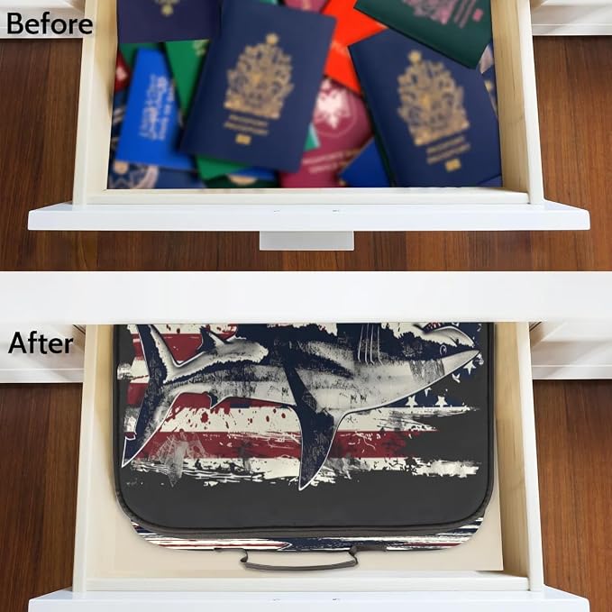 File Organizer Shark Stars Stripes Document Organizer with Handle Portable File Organizer Bag Home Travel Storage Bags for Files Laptop Certificates - Image 6