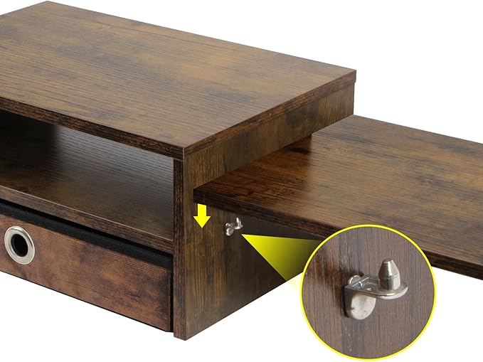 Monitor Riser for 3 Monitors, Angle Adjustable Monitor Stand with Drawer | Dual Monitor Stand for Desk, Dual Monitor Stand with Storage, Wooden Extra Long Triple Monitor Riser up to 52", Rustic Brown - Image 5