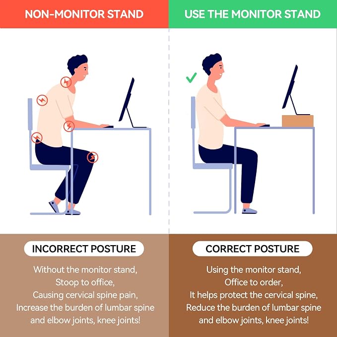 KIRIGEN Wood Monitor Stand Riser for Desk, 15.39 Inch, Natural 39-NA - Image 4