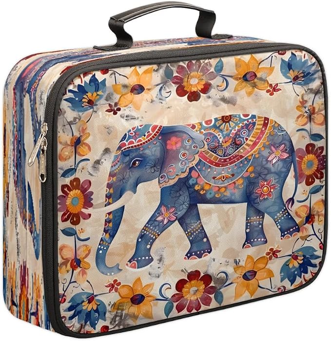 File Organizer Elephant Ethnic Document Organizer with Handle Portable File Organizer Bag Home Travel Storage Bags for Files Laptop Certificates by Gublec