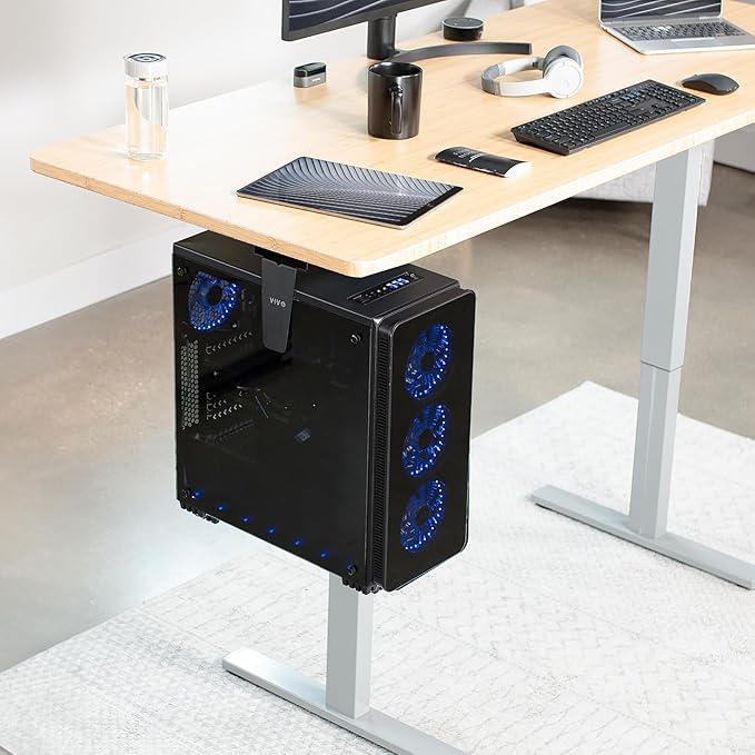 VIVO Black Under Desk and Wall Office PC Mount, MOUNT-PC01 | 3.5 to 7.8 inch Wide Adjustable Computer Mount, CPU Case Machine Holder Stand, Swivel and Secure Locking, Holds 22 lbs - Image 5